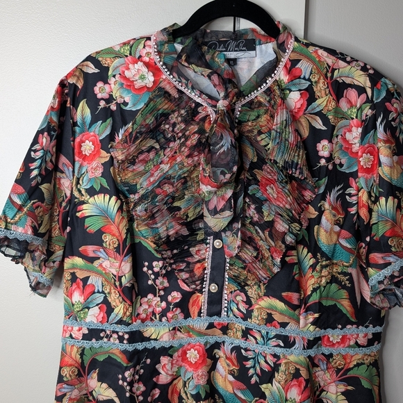 Dalia MacPhee Tropical Bird Print Dress sz XL - Picture 3 of 8